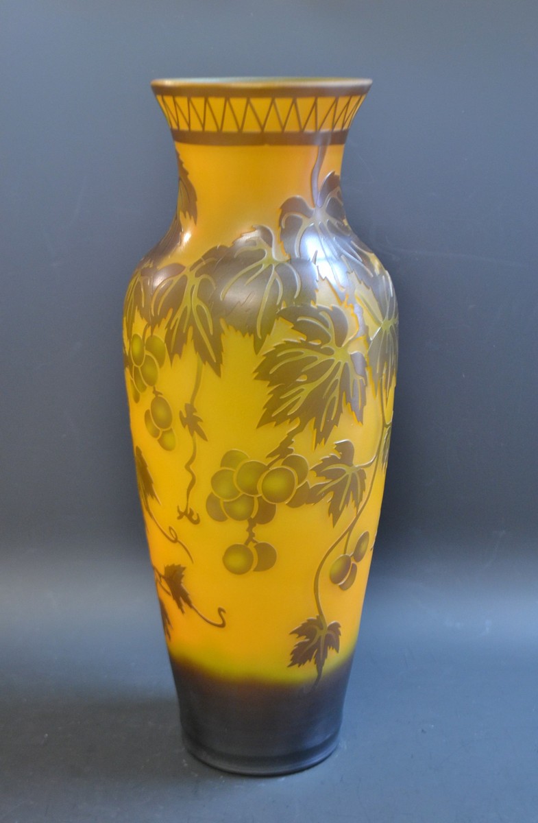 A large continental style pate-de-verre type vase