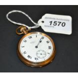 A gold plated Waltham pocket watch,