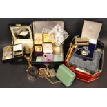 Costume Jewellery - necklaces; a Stratton novelty fishing rod bar brooch, boxed; a powder compact,