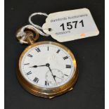 A gold plated Amrok USA pocket watch, top wind,