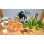 A Murano glass liqueur decanter and six tumble set on tray;