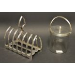 A silver toast rack;