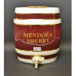 A Vitreous china Mendoza sherry barrel