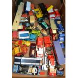 A box of playworn diecast cars/lorries