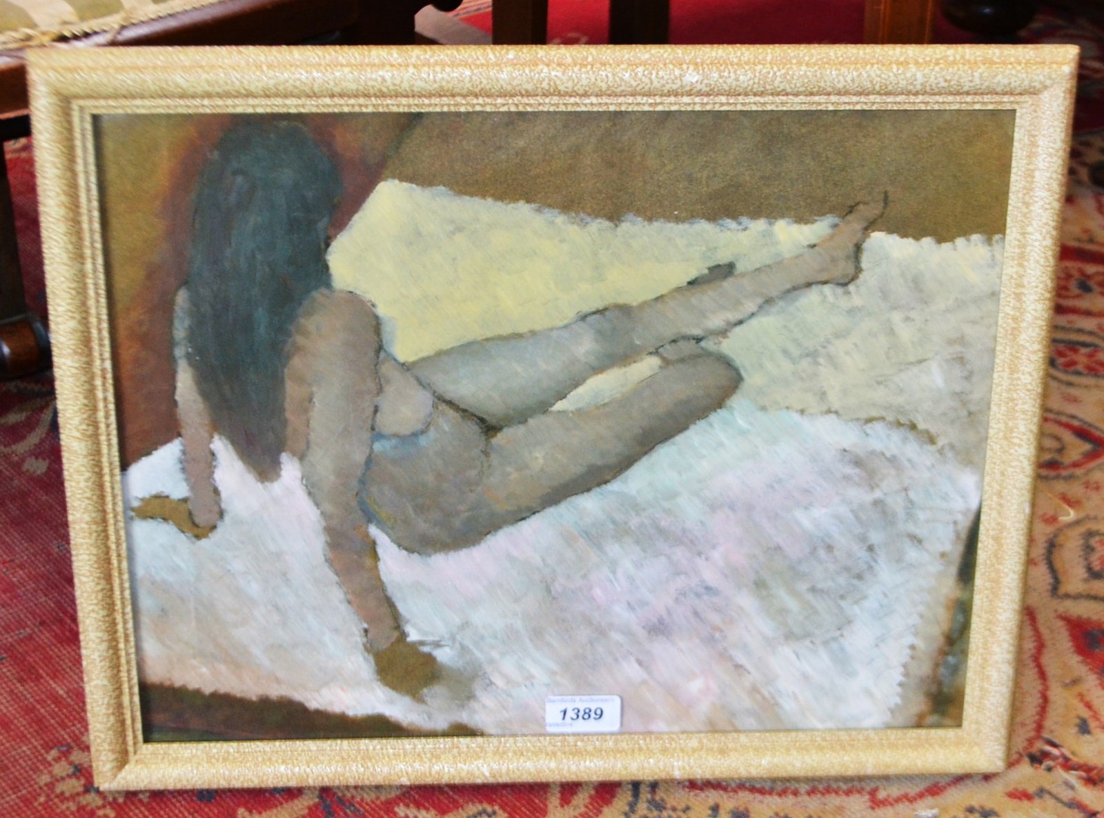 English School (20th century) Female Nude oil on paper,