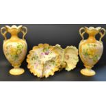 A pair of early 20th century twin handled vases,