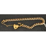 A 9ct gold curb link bracelet, padlock clasp, 12.