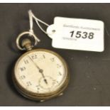 A silver pocket watch, top wind,