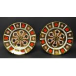 A pair of Royal Crown Derby 1128 Imari pattern 21cm plates,