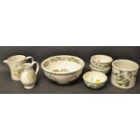 A set of Portmeirion Botanic Gardens bowls (4); another, larger; jugs (2); etc.