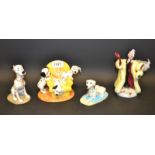 A Royal Doulton Disney's 101 Dalmatians Pups in the Armchair, DM11; others, similar, Cruella DeVil,