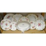 A Royal Crown Derby - A Pinxton rose fluted dessert plate,