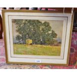 H Draper Haymaking signed, watercolour,