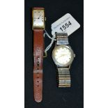 An Art Deco shaped case lancet 17 rubis wristwatch; a Peerex wrist watch,