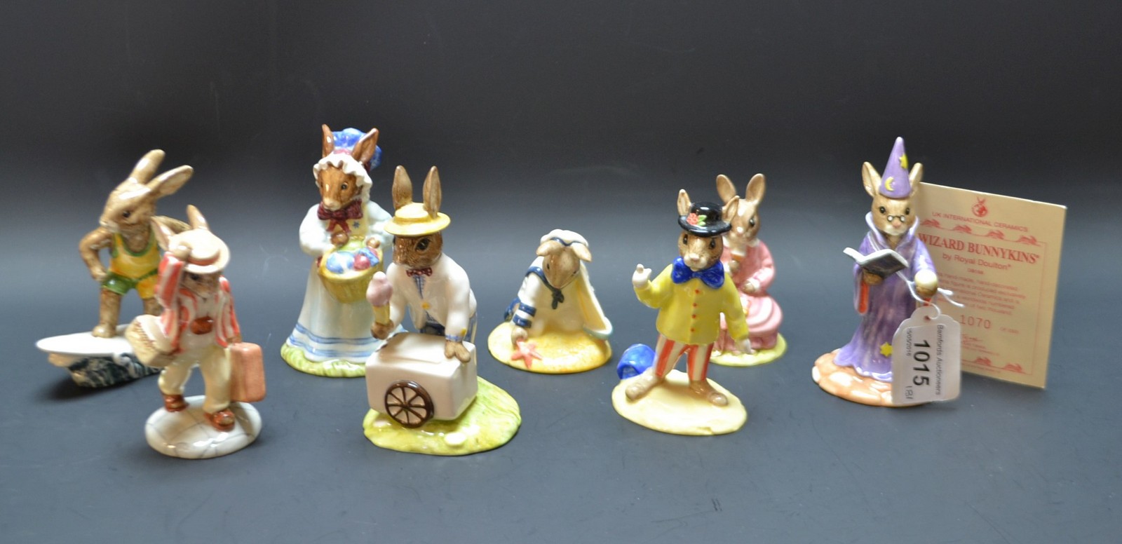 A Royal Doulton Bunnykins Wizard, limited edition 1070/2000, boxed with certificate; others, Polly,