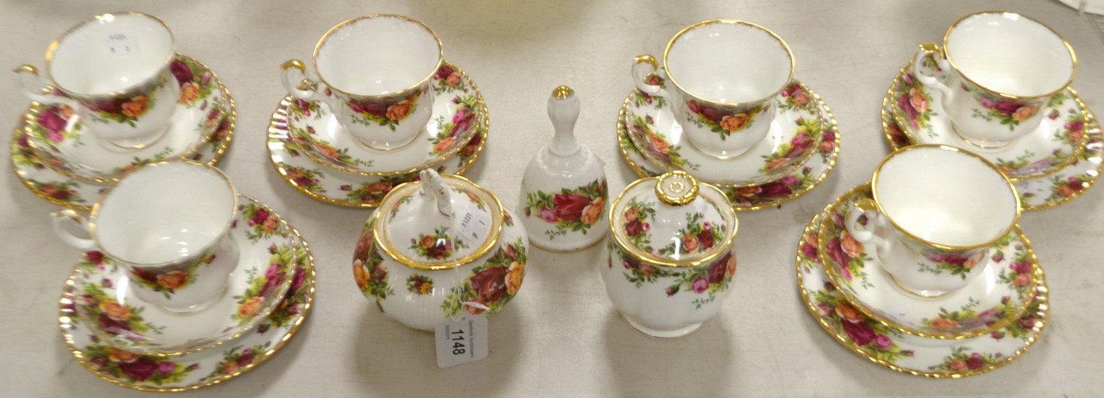 A Royal Albert Old Country Roses tea set for six, comprising side plates, cups and saucers,