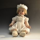 A Melitta German bisque head socket doll, impresses Melitta Germany 12, open close blue eyes,