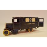 A Britains square nose lorry, Corporation Ambulance, blue livery,