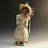 Max Handwerck - a German bisque head child doll, impressed 0 1/2, open close blue eyes, open mouth,