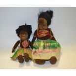 Norah Welling The South Sea Islander cloth doll, English, with molded fabric faces, glass eyes,