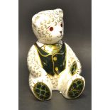 A Royal Crown Derby paperweight, Harrods bear, printed mark, gold stopper,