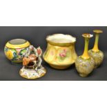 Ceramics - a pair of Doulton Lambeth Slaters patent onion vases; a Capodimonte figure,