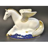 A Royal Crown Derby paperweight, Pegasus, limited edition 817/1750, printed mark, gold stopper,