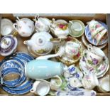 A set of five Royal Albert Old Country Roses teacups and saucers;