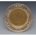 A Sampson Hancock Derby shaped circular plate, heavily gilded by Harry S Hancock,