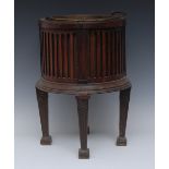 A 19th century mahogany peat or ember bucket, probably Dutch, brass swing handle,