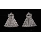 A pair of Art Deco diamond encrusted 18ct white gold fan earrings,