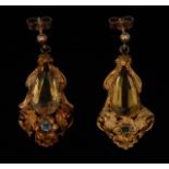 A pair of 19th century citrine and topaz drop earrings,