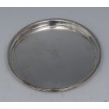 A George III Irish silver circular wine funnel stand, reeded border, crested, 9cm diam,