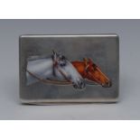 A Continental silver and enamel rectangular snuff box,