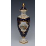 A late 19th/early 20th century Coalport Named View pedestal ovoid vase and cover,