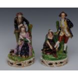 A pair of Derby Bloor figures, The Hairdresser and The Shoe Black, both in 18th century dress,