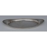 A George III silver navette shaped snuffers tray, reeded border,