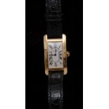 Cartier - an 18ct gold lady's Tank American wristwatch, 18ct yellow gold case, cream dial,