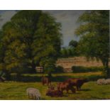 *Amended catalogue description* Rowland Henry Hill (1873 - 1952) Cattle and Sheep Grazing in