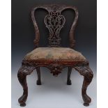 A Chippendale design mahogany side chair,