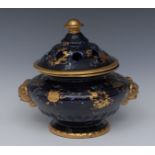 A Mason Ironstone compressed ovoid vase and cover, decorated in gilt with flowers and foliage,