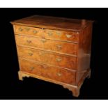 A Queen Anne crossbanded walnut chest,
