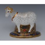 A Royal Crown Derby paperweight, Heraldic Derbyshire Ram, inspired by The Derbyshire Coat of Arms,