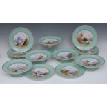 An English Porcelain Named View dessert service, comprising twelve plates,