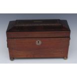 A Regency rosewood sarcophagus tea caddy,