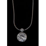 A diamond pendant necklace, round brilliant cut diamond approx 2.