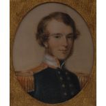 English School (19th century) Portrait of a Military Officer pastel and coloured chalk, oval,