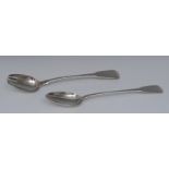 A matched pair of George III/IV Fiddle pattern salad servers, 30cm long,