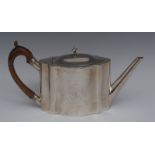 A George III silver commode shape teapot, hinged domed cover,