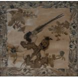 An 18th century Chinese appliqué silkwork panel,